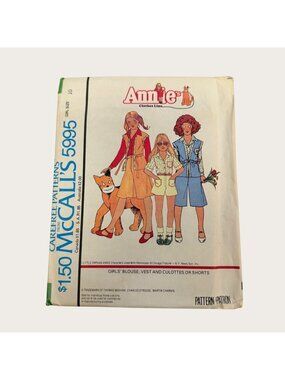 Vintage 1970s McCalls Sewing Pattern 5995 Girls Blouse Vest Culottes Size 10
